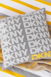 DKNY ' Logo' Cotton Cushion in Grey - Size: 45 cm x 45 cm - thumbnail 2