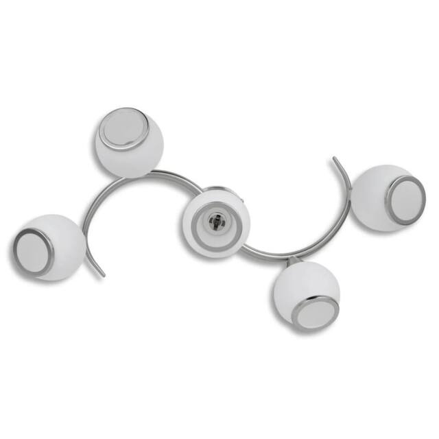 Berkfield Home Modern Ceiling Lamp with Glass Shades on Waving Rail for 5 E14 Bulb in White - image 1