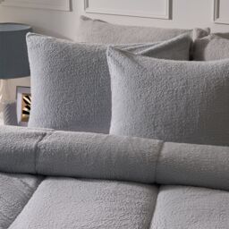 OHS Teddy Fleece 10.5 TOG Coverless Duvet with Pillowcase Bedding Set in Silver - Size: Double - thumbnail 4