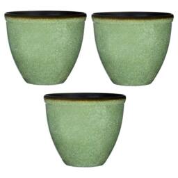 FLAVORA 3x Green Bell Glazed Planter Outdoor Garden Plant Pot - Size: 100g - thumbnail 5
