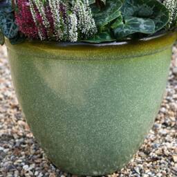 FLAVORA 3x Green Bell Glazed Planter Outdoor Garden Plant Pot - Size: 100g - thumbnail 4