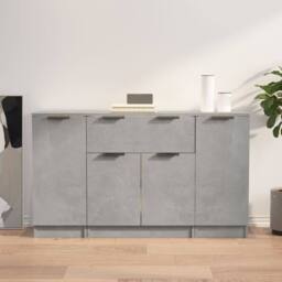 Berkfield Home Sideboards 3 pcs Concrete Grey Engineered Wood - thumbnail 2