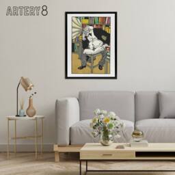 "Artery8 Dialectician With a Gramophone Moriz Jung Framed Canvas Wall Art Print - Size: W12"" x H16""" - thumbnail 3