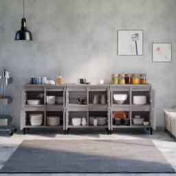 Berkfield Home Sideboards 3 pcs Grey Sonoma 60x35x70 cm Engineered Wood - Size: 60 x 35 x 70 cm - thumbnail 1