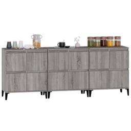 Berkfield Home Sideboards 3 pcs Grey Sonoma 60x35x70 cm Engineered Wood - Size: 60 x 35 x 70 cm - thumbnail 4