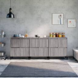 Berkfield Home Sideboards 3 pcs Grey Sonoma 60x35x70 cm Engineered Wood - Size: 60 x 35 x 70 cm - thumbnail 2