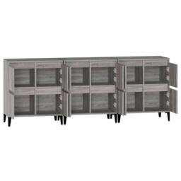 Berkfield Home Sideboards 3 pcs Grey Sonoma 60x35x70 cm Engineered Wood - Size: 60 x 35 x 70 cm - thumbnail 7