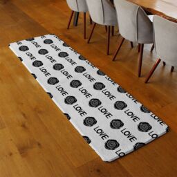 Benjamin Tate Design Rose & Love Print Runner Rug in Natural - Size: 67 cm x 230 cm - thumbnail 2