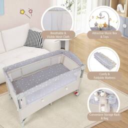 CASART Pack & Play Foldable Baby Nursery Center With Diaper Changing Table in Beige - thumbnail 7