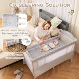 CASART Pack & Play Foldable Baby Nursery Center With Diaper Changing Table in Beige - thumbnail 8