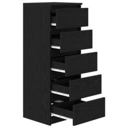 Berkfield Home Sideboard with Drawers Black Oak 37.5x35x99 cm Engineered Wood - thumbnail 5