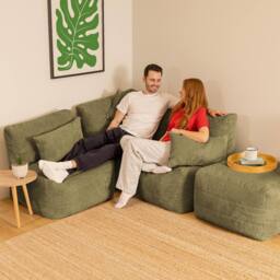 icon 4pcs Noa Bean Bag, 1x Corner, 2x Recliner, 1x Slab, Jumbo Cord in Green - thumbnail 5