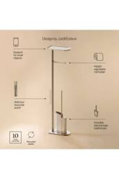 Cosmic Silicone Toilet Brush with Toilet Roll Holder Chrome, FLAT Collection in Metallic Silver - thumbnail 3