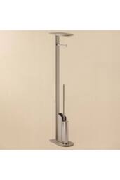 Cosmic Silicone Toilet Brush with Toilet Roll Holder Chrome, FLAT Collection in Metallic Silver - thumbnail 2