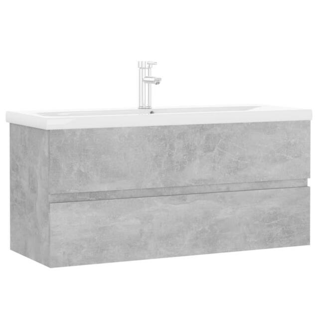 Berkfield Home Sink Cabinet with Built-in Basin Concrete Grey Engineered Wood - image 1