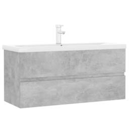 Berkfield Home Sink Cabinet with Built-in Basin Concrete Grey Engineered Wood - thumbnail 1