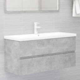 Berkfield Home Sink Cabinet with Built-in Basin Concrete Grey Engineered Wood - thumbnail 2