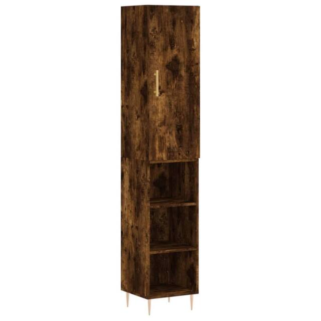 Berkfield Home Highboard Smoked Oak 34.5x34x180 cm Engineered Wood in Brown - image 1