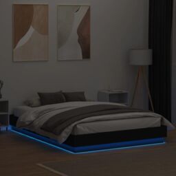 Berkfield Home Bed Frame with LED without Mattress Black 150x200 cm King Size - thumbnail 4
