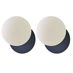 ValueLights Darla Pair of Frosted Globe IP44 Rated Bathroom Wall Lights with Bulbs in Dark Navy - thumbnail 1