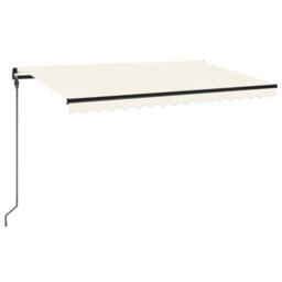 Berkfield Home Manual Retractable Awning with LED 450x300 cm Cream in Beige - thumbnail 2