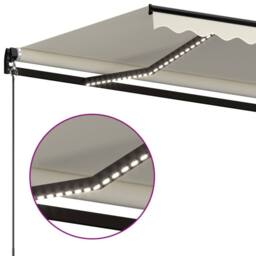 Berkfield Home Manual Retractable Awning with LED 450x300 cm Cream in Beige - thumbnail 5
