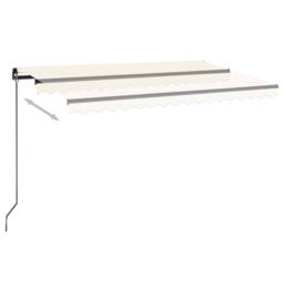 Berkfield Home Manual Retractable Awning with LED 450x300 cm Cream in Beige - thumbnail 3