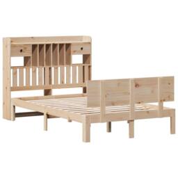 Berkfield Home Bookcase Bed without Mattress 135x190 cm Double Solid Wood Pine in Natural - thumbnail 3