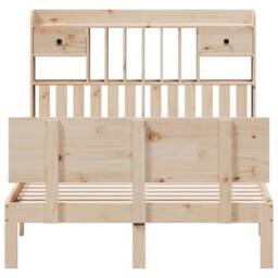 Berkfield Home Bookcase Bed without Mattress 135x190 cm Double Solid Wood Pine in Natural - thumbnail 4