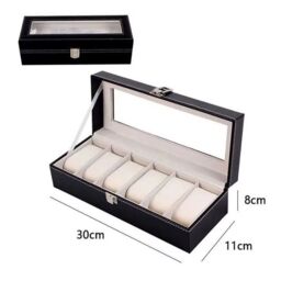 VOGREX Mens 10 Grids PU Leather Watch Display Case in Black - Size: Large - thumbnail 3