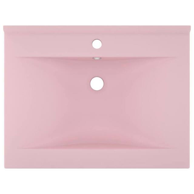 Berkfield Home Luxury Basin with Faucet Hole Matt Pink 60x46 cm Ceramic - image 1