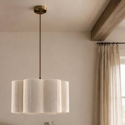 CGC Lighting Caterina Scalloped Cream Fine String Drum Lampshade Large 40cm - thumbnail 6