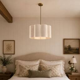 CGC Lighting Caterina Scalloped Cream Fine String Drum Lampshade Large 40cm - thumbnail 5