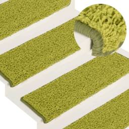Berkfield Home Carpet Stair Treads 15 pcs 65x21x4 cm Green - Size: Medium - thumbnail 2