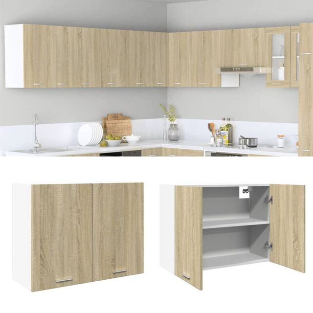 Berkfield Home Hanging Cabinet Lyon Sonoma Oak 80x31x60 cm Engineered Wood in Brown - Size: 80 x 31 x 60 cm - image 1
