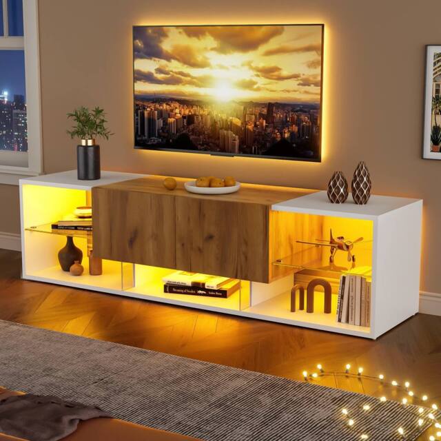 "BTM TV Stand with 2 Drawers & 5 Open Storage Spaces, LED, 70"" TV" - image 1
