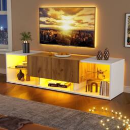 "BTM TV Stand with 2 Drawers & 5 Open Storage Spaces, LED, 70"" TV" - thumbnail 1