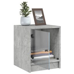 Berkfield Home Bedside Cabinets with Glass Doors 2 pcs Concrete Grey 35x37x42 cm - Size: 35 x 37 x 42 cm - thumbnail 5