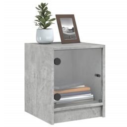Berkfield Home Bedside Cabinets with Glass Doors 2 pcs Concrete Grey 35x37x42 cm - Size: 35 x 37 x 42 cm - thumbnail 4