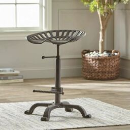 Marco Paul Brown Cast Iron Vintage Industrial Bar Stool - thumbnail 6