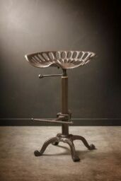 Marco Paul Brown Cast Iron Vintage Industrial Bar Stool - thumbnail 2