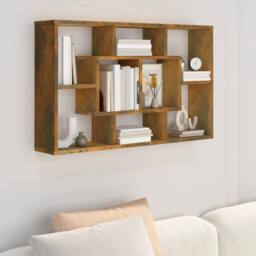 Berkfield Home Wall Shelf Smoked Oak 85x16x52.5 cm Engineered Wood in Brown - thumbnail 2