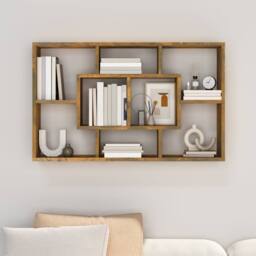 Berkfield Home Wall Shelf Smoked Oak 85x16x52.5 cm Engineered Wood in Brown - thumbnail 3