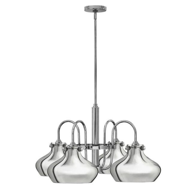Netlighting Hinkley Congress Pendant Light Multi Arm Dome Shades 4x E27 Chrome in Silver