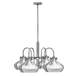 Netlighting Hinkley Congress Pendant Light Multi Arm Dome Shades 4x E27 Chrome in Silver