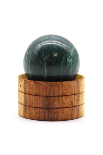 KDMD Indian Jade Gemstone Sphere 40mm with Stand for Decor & Spirituality in Dark Green - image 1