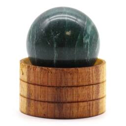 KDMD Indian Jade Gemstone Sphere 40mm with Stand for Decor & Spirituality in Dark Green - thumbnail 2