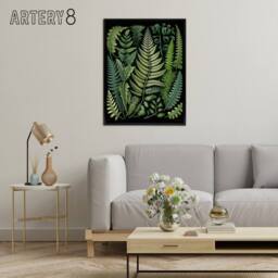 "Artery8 Ernst Haeckel Inspired Fern Leaf Fronds Framed Canvas Wall Art Print in Green - Size: W12"" x H16""" - thumbnail 3