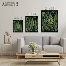 "Artery8 Ernst Haeckel Inspired Fern Leaf Fronds Framed Canvas Wall Art Print in Green - Size: W12"" x H16""" - thumbnail 4