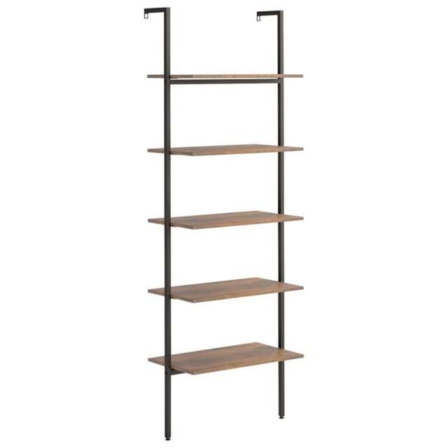 Berkfield Home 5-Tier Leaning Shelf Dark Brown & Black 64x35x185 cm - Size: 64 x 35 x 185 cm - image 1